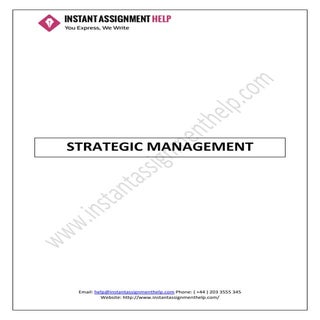 Strategic Management Assignment Sample