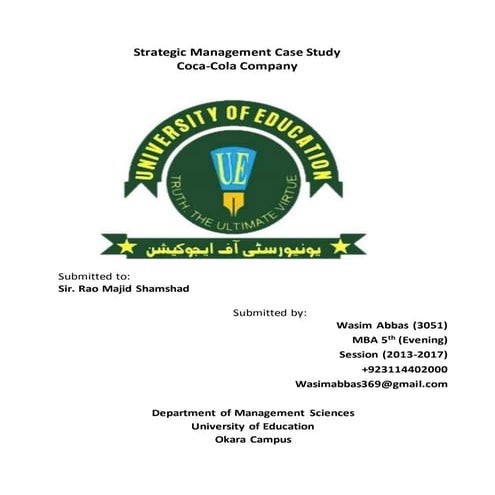 Strategic management case study coca
