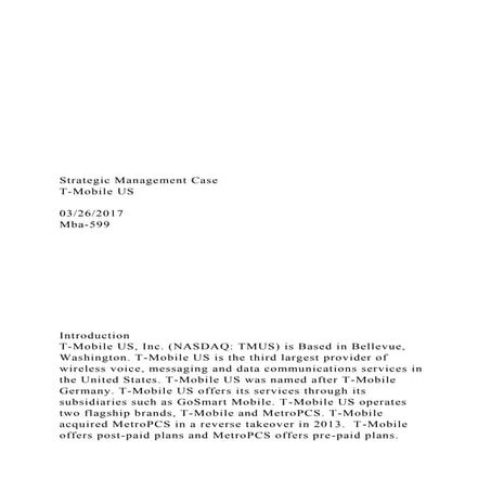 Strategic Management CaseT-Mobile US032.docx