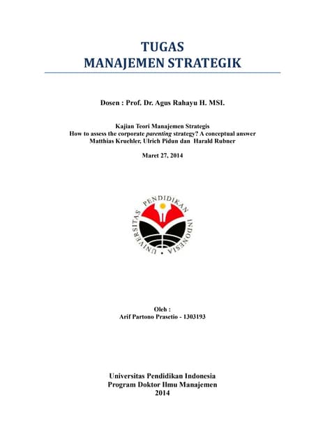 Strategic management for corporate ...