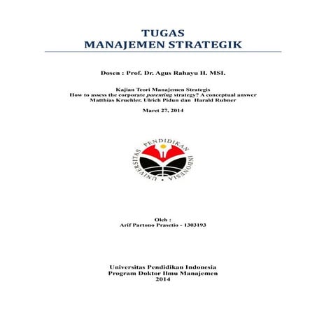 Strategic management for corporate parenting