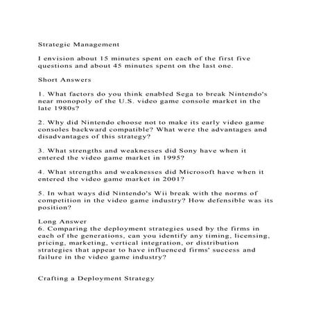 Strategic ManagementI envision about 15 minutes spent on each .docx
