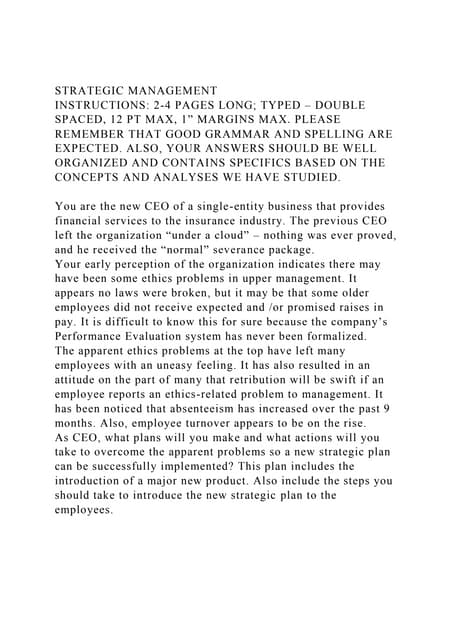 STRATEGIC MANAGEMENTINSTRUCTIONS 2-4 PAGES LONG; TYPED – DOUBLE.docx