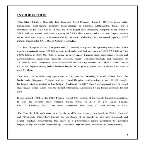 Strategic Management of Tata Steel