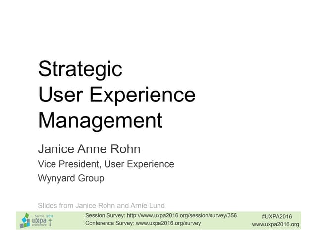 Strategic User Experience Management