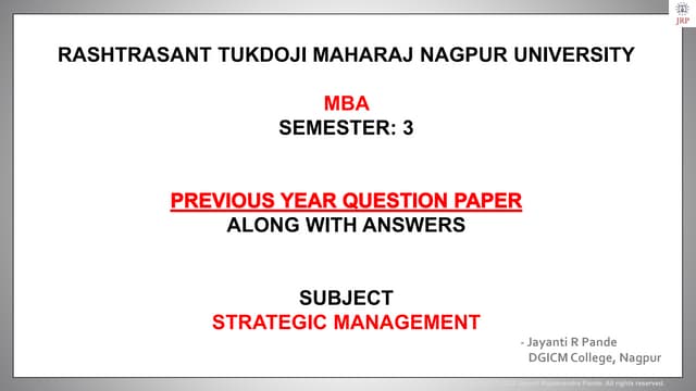 Strategic Management Previous Year Question Paper Pdf Strategic Management Previous Year Question Paper Pdf