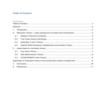 Motivation Theory – major background concepts and contributions