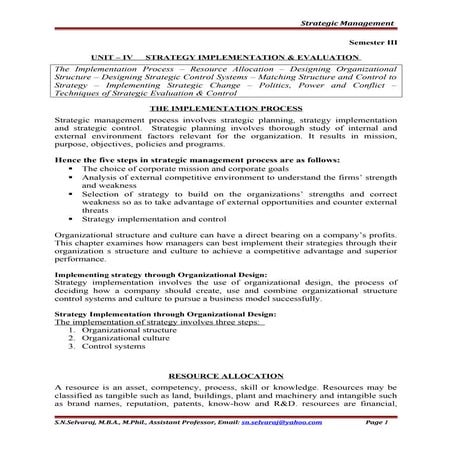 Strategic management unit iv