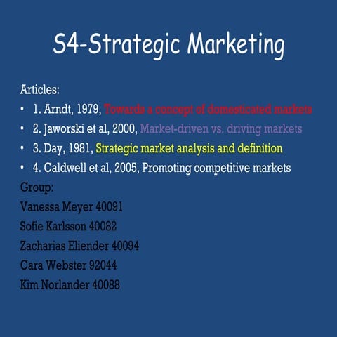 Strategic Marketing