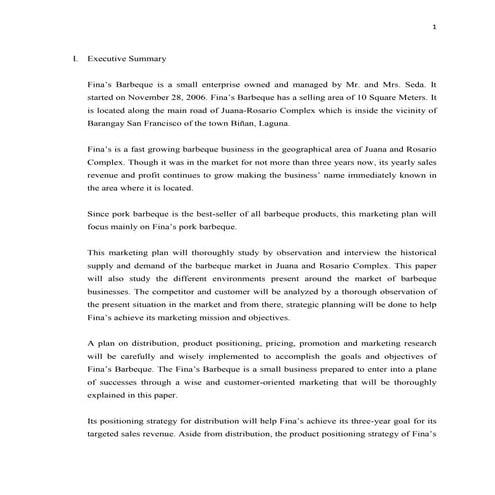 Strategic Marketing Plan  Finas Bbq