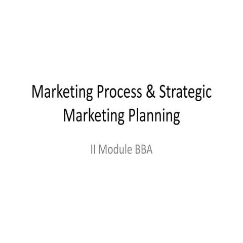 Strategic marketing planning