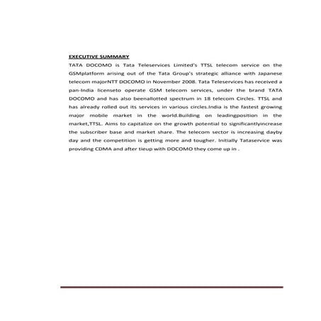 Strategic marketing project on TATA DOCOMO 