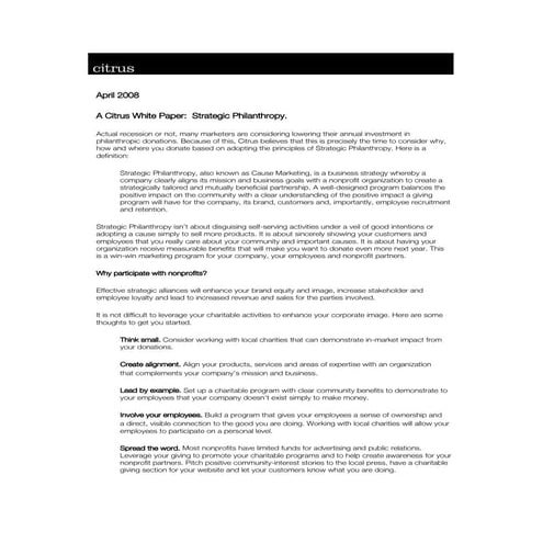 Strategic Philanthropy: How To use Good Deeds As A Business Development Toool