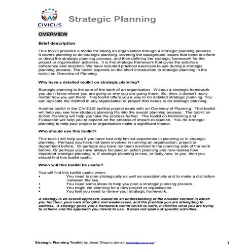 31. Excellence In Strategic Planning Master Temp Strategic Plan | PDF