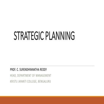 Strategic Planning and Levels of Strategy