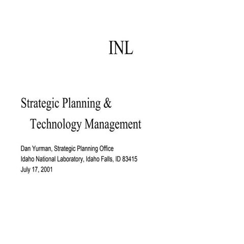 Strategic planning and technology management