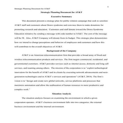 Strategic planning document for at