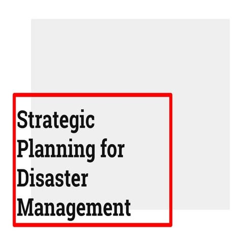 Strategic planning for disaster management