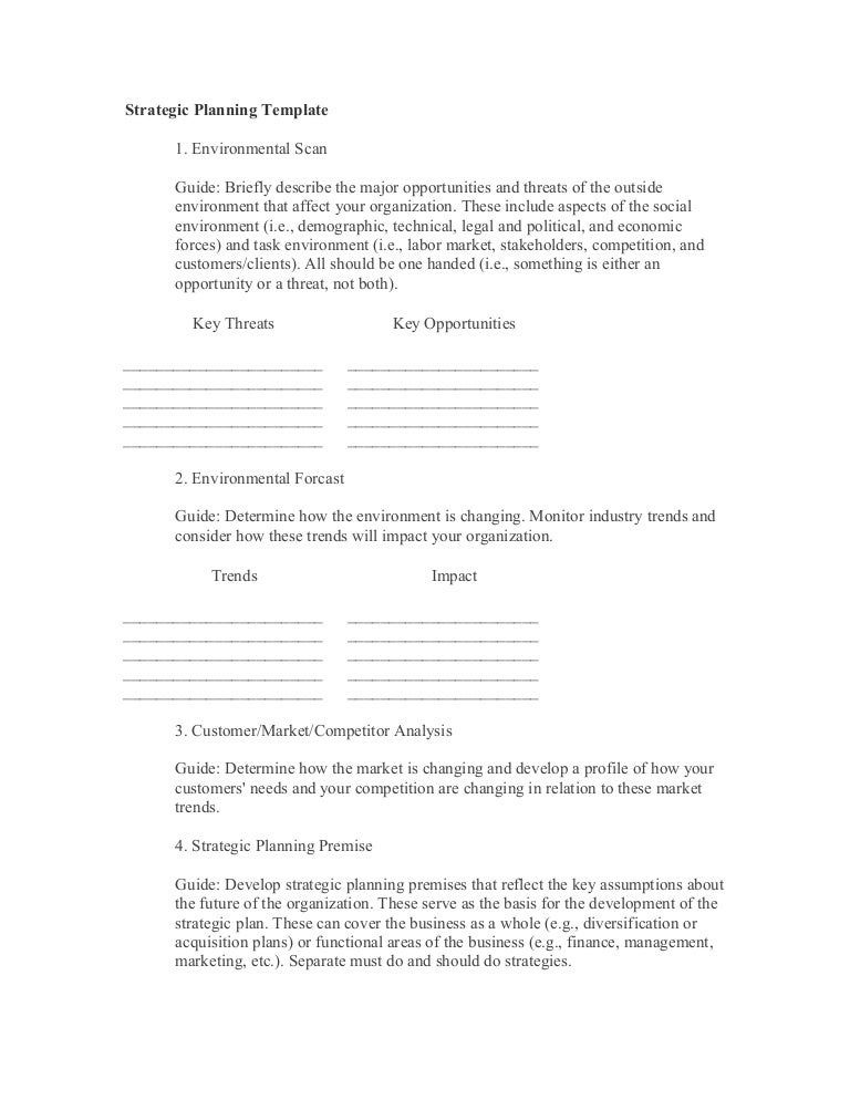 Strategic planning template