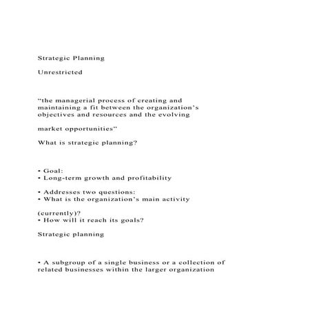 Strategic PlanningUnrestrictedthe managerial proc.docx