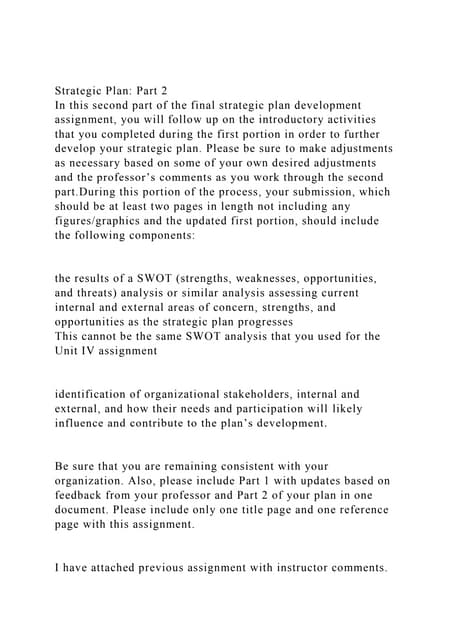 Strategic Plan Part 2in This Second Part Of The Final Strategic Docx Strategic Plan Part 2in This Second Part Of The Final Strategic Docx
