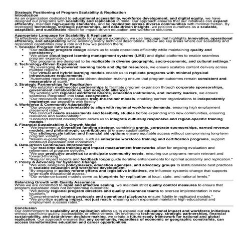 Strategic Positioning of Program Scalability and Replication