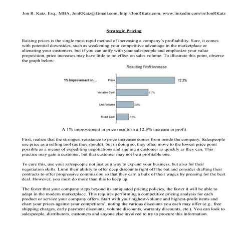 Strategic Pricing | PDF | Sales | Business