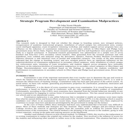 Strategic program development and examination malpractices