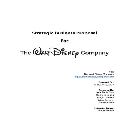 Strategic Business Proposal for Walt Disney | PDF