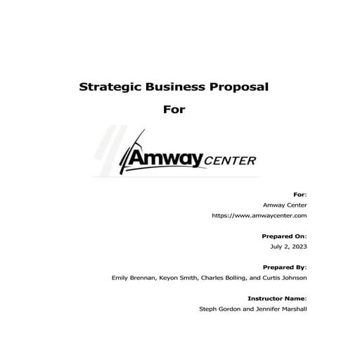 Amway Center Strategic Business Proposal