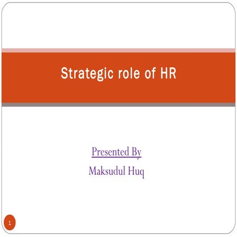 Strategic Role of HR