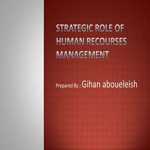 Strategic role of human resources management