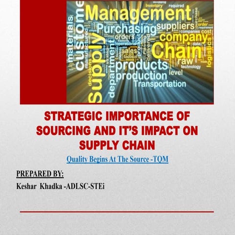 STRATEGIC IMPORTANCE OF SOURCING AND IT’S IMPACT ON SUPPLY CHAIN