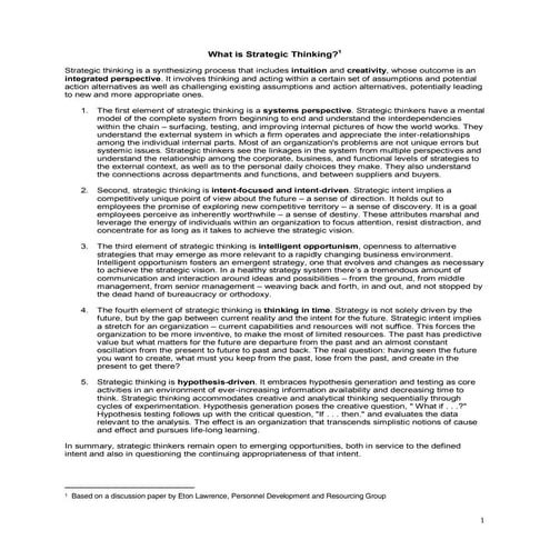 Strategic thinking and strategic planning