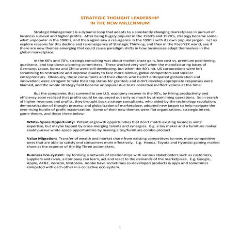 Strategic Thought Leadership In The New Millennium