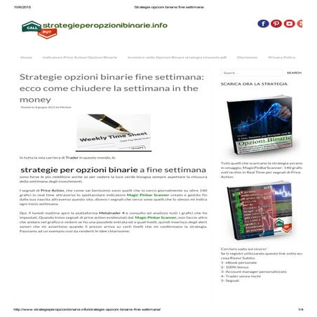 Strategie opzioni binarie fine settimana