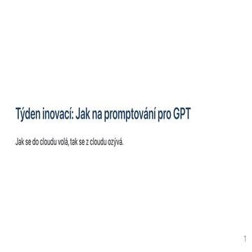 Týden inovací: Strategie promptování pro GPT