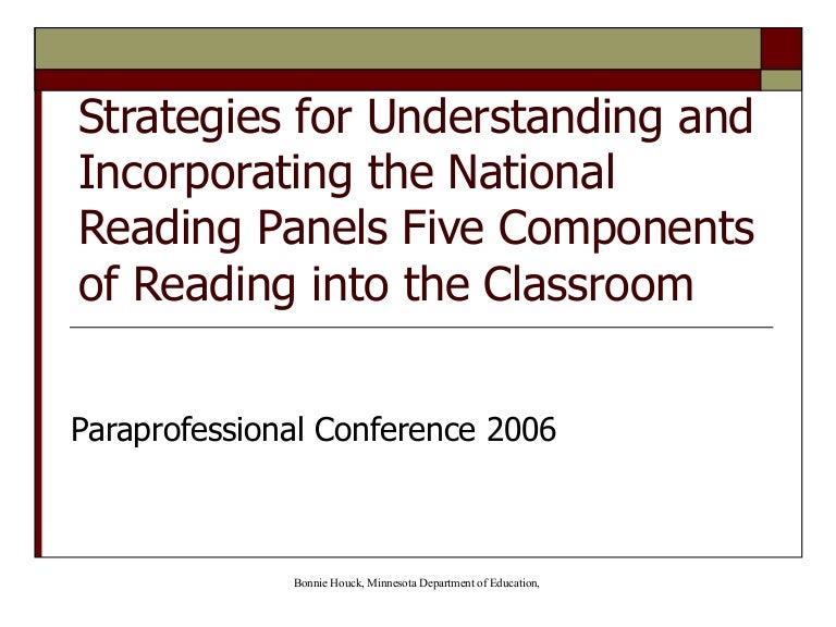 Strategies for Incorporating the National Reading Panels Five Compone…