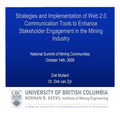 Strategies and implementation of web 2.0 in the mining industry