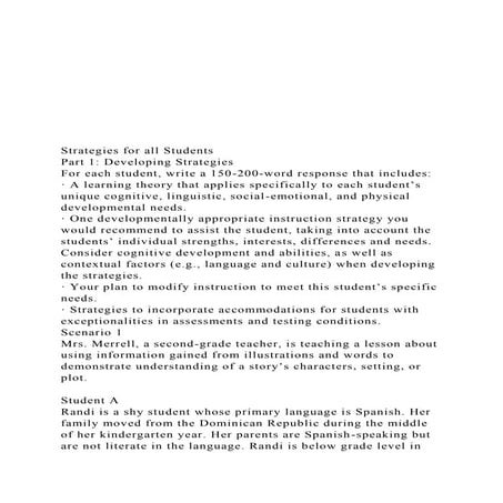 Strategies for all StudentsPart 1 Developing Stra.docx