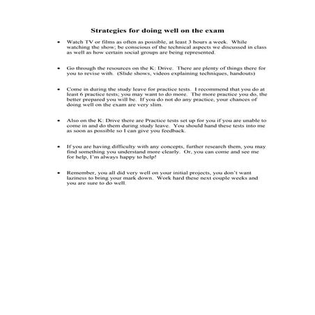 Strategies for doing well on the exam