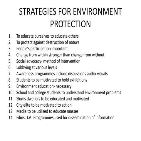 Strategies for environment protection (Sociology)