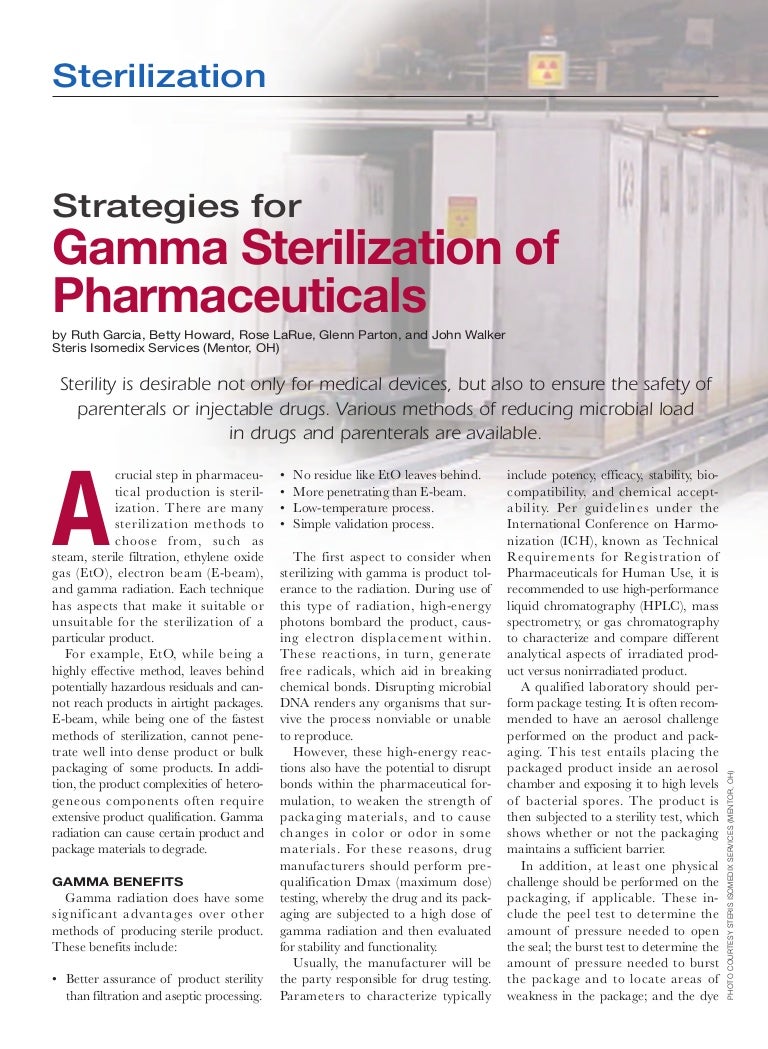 Strategies for gamma sterilization of pharmaceuticals(2)