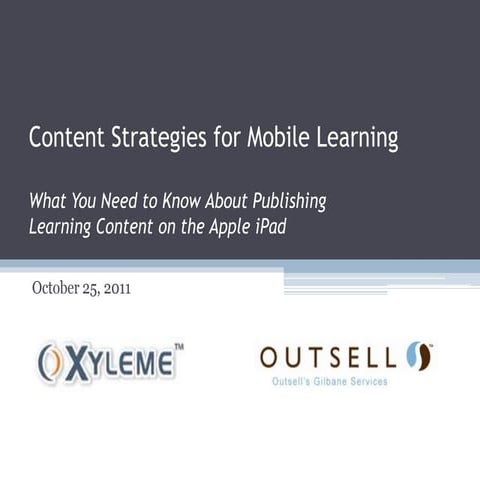 Strategies for publishing learning to the ipad