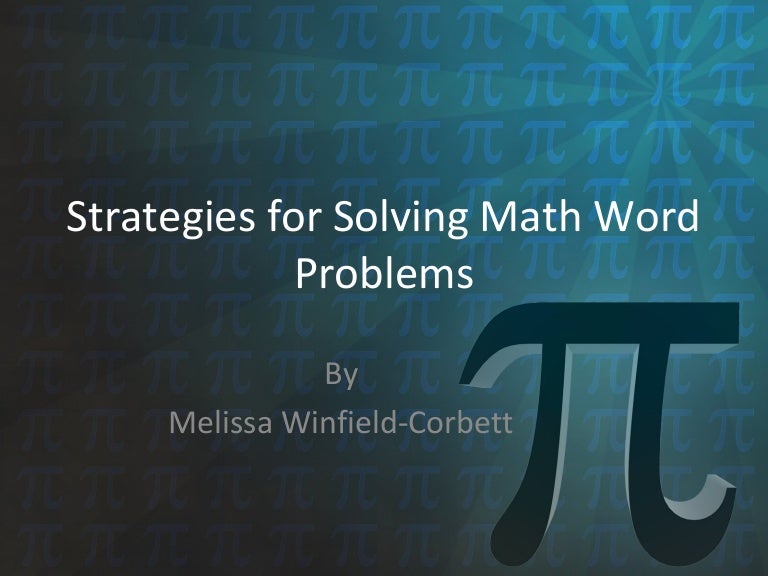 Strategies for solving math word problems