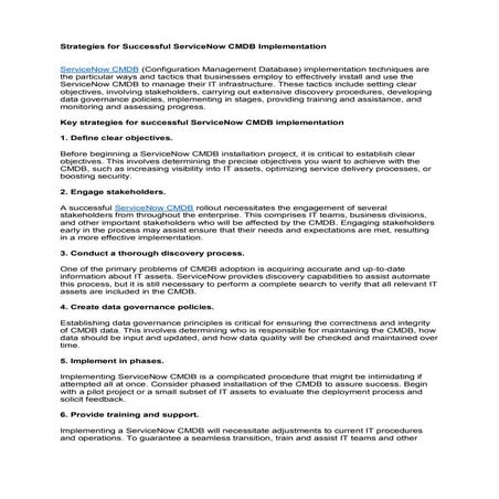 Strategies for Successful ServiceNow CMDB Implementation