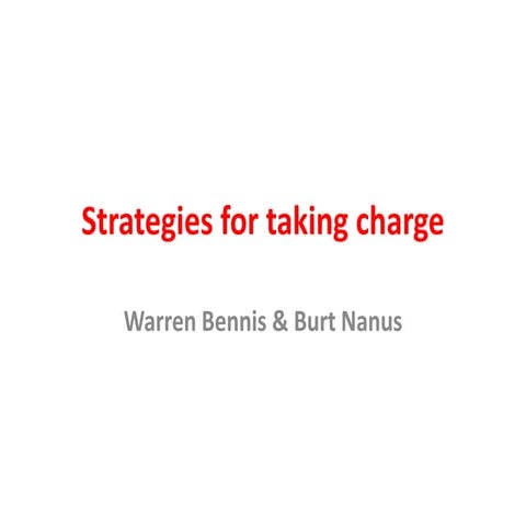Strategies for Taking Charge