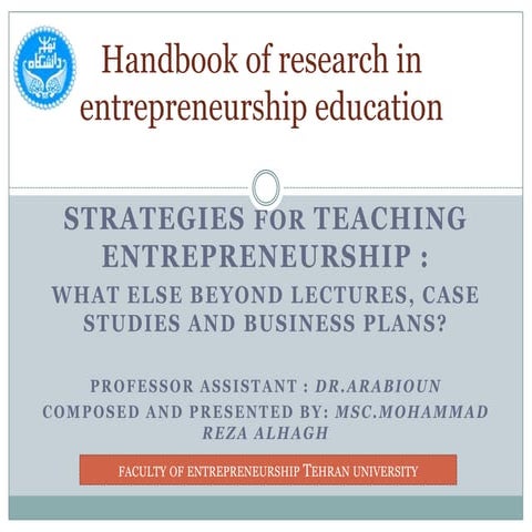 Strategies for teaching entrepreneurship