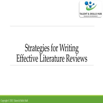 Strategies for Writing Effective Literature Reviews