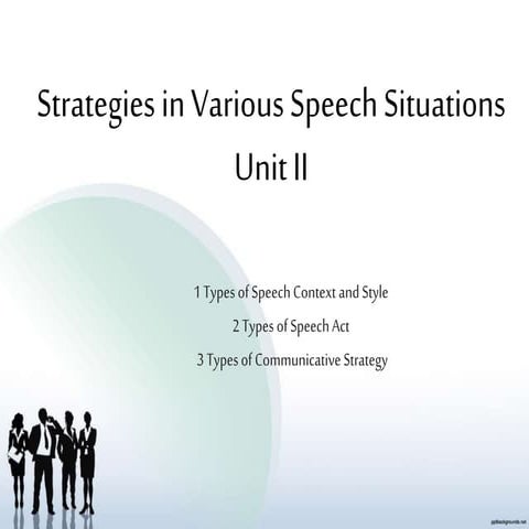 Strategies in various speech situations unit 2